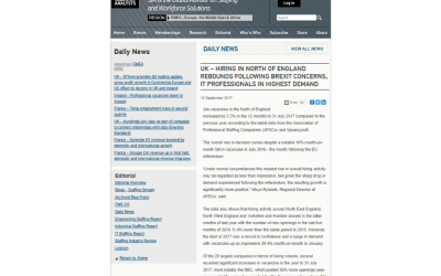 Vacancysoft & APSCo Northern England Report featured in Staffing Industry Analysts